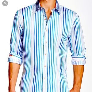 NWT Robert Graham Pacific Grove blue shirt XL